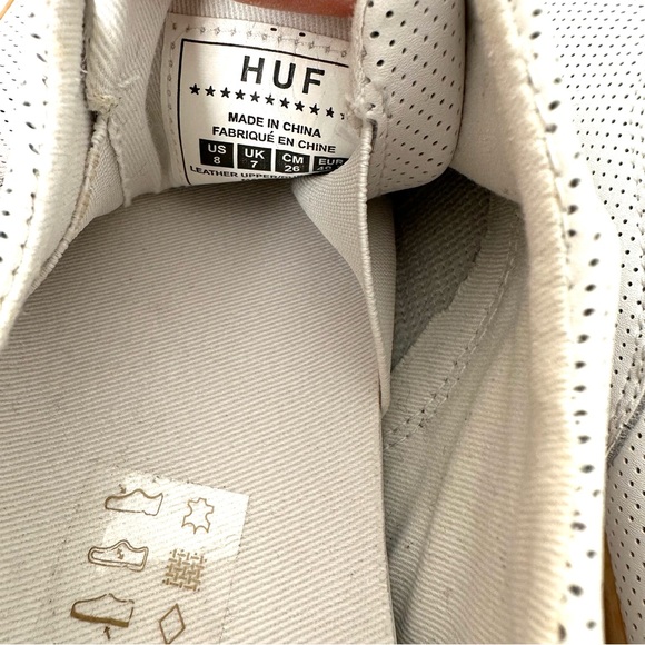 HUF Dylan White Perforated Leather Slip On Skate Shoes - Picture 12 of 12